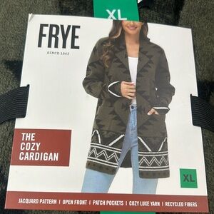 Frye Women’s Cardigan Jacquard Pattern Open Front Patch Pocket size  M, XL NWT
